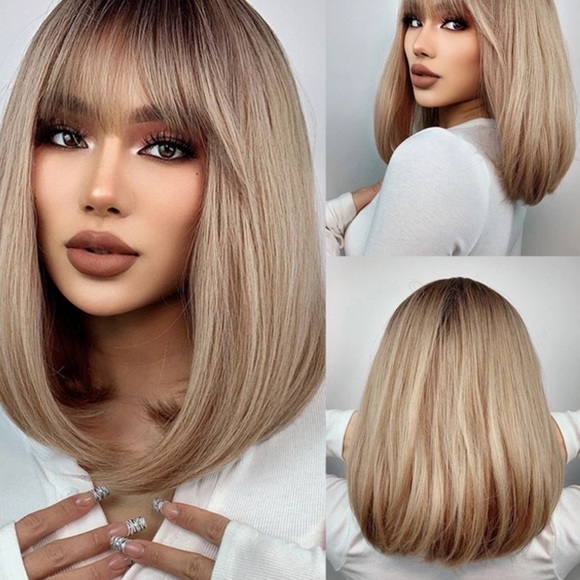 15” Natural Looking Short Straight Synthetic Heat Resistant Fiber Wig - Picture 1 of 11